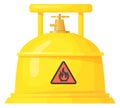 Flammable tank container with dangerous label. Gas storage
