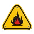 Flammable triangle yellow sign Royalty Free Stock Photo