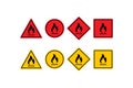 Flammable warning sign icon. Danger and fire sticker symbol. Sign hazard vector flat Royalty Free Stock Photo