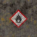 Flammable warning sign.  on the wall Royalty Free Stock Photo