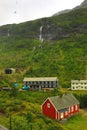 Flamsdalen Valley on rainy summer day Norway mountains Royalty Free Stock Photo