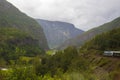 Flamsdalen valley rainy summer scenery Norway Royalty Free Stock Photo