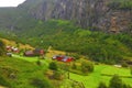 Flamsdalen valley traditional village Norway scenery Royalty Free Stock Photo