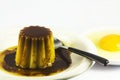 Flan dessert and a egg Royalty Free Stock Photo