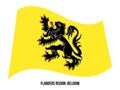 Flanders Region, Belgium Flag Waving Vector Illustration on White Background. Region Flag of Belgium
