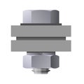 Flange connection with hex bolt, nut and washer Royalty Free Stock Photo