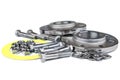 Flange screws and nuts Royalty Free Stock Photo
