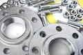 Flange screws and nuts Royalty Free Stock Photo
