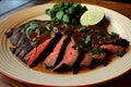 flank steak marinated in spicy sauce and grilled to perfection Royalty Free Stock Photo