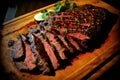 flank steak marinated in spicy sauce and grilled to perfection Royalty Free Stock Photo