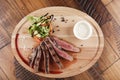 Flank steak with salad Royalty Free Stock Photo