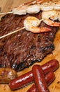 Flank Steak, Shrimp and Sausage