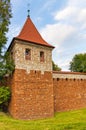 Flanking Tower at the Mint as part of historic city walls of Olkusz old town in Beskidy mountain region of Lesser Poland