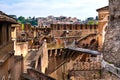 Flanks and walls of Castel Sant`Angelo mausoleum - Castle of the Holy Angel at Tiber river in historic center of Rome in Italy