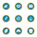 Flapjack icons set, flat style