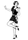 Funny Flapper Girl. Retro pretty woman dancing