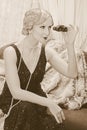 Flapper lady with binoculars Royalty Free Stock Photo