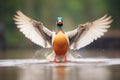 flapping wings of duck during bath time