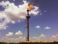 Flare for flaring associated gas. The end of the pressure relief system on the oil facility