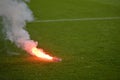 Flare on football pitch Royalty Free Stock Photo