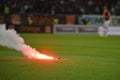 Flare on football pitch