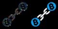 Flare Mesh Carcass Bitcoin Blockchain Icon with Flare Spots Royalty Free Stock Photo