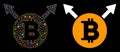 Flare Mesh 2D Bitcoin Fork Icon with Flare Spots Royalty Free Stock Photo