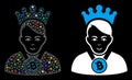 Flare Mesh Wire Frame Bitcoin Lord Icon with Light Spots Royalty Free Stock Photo
