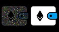 Flare Mesh Carcass Ethereum Billfold Icon with Flare Spots