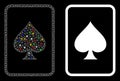 Flare Mesh Carcass Spades Gambling Card Icon with Flare Spots