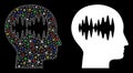 Flare Mesh 2D Brain Waves Icon with Flare Spots