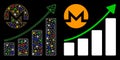 Flare Mesh 2D Monero Growing Graph Trend Icon with Flare Spots