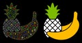 Flare Mesh 2D Pineapple and Banana Fruits Icon with Flare Spots