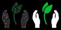 Flare Mesh 2D Sprout Care Hands Icon with Flare Spots