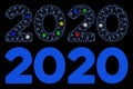 Bright Mesh Carcass 2020 Digits Text Icon with Flash Spots Royalty Free Stock Photo
