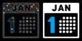 Flare Mesh 2D January First Icon with Flare Spots