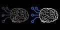 Flare Mesh Network Brain Computer Interface Icon with Flare Spots Royalty Free Stock Photo