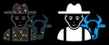 Flare Mesh Network Cattle Farmer Icon with Light Spots