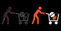 Flare Mesh Network Drugs Shopping Cart Icon with Flare Spots