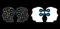 Flare Mesh Network Dual Heads Interface Connection Icon with Flare Spots
