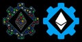 Flare Mesh Network Ethereum Options Gear Icon with Flare Spots