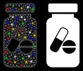 Flare Mesh Network Medication Vial Icon with Flare Spots