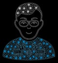 Flare Mesh Network Nerd Boy with Flash Spots Royalty Free Stock Photo