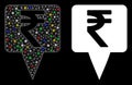 Flare Mesh Network Rupee Map Pointer Icon with Light Spots
