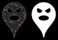 Flare Mesh Network Scream Smiley Map Marker Icon with Flare Spots