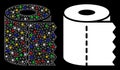 Flare Mesh Network Toilet Paper Roll Icon with Flare Spots