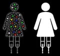 Flare Mesh Network Woman Crutches Icon with Flare Spots