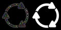 Flare Mesh Network Rotate CW Icon with Flare Spots Royalty Free Stock Photo