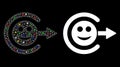 Flare Mesh Network Smile Exit Icon with Flare Spots Royalty Free Stock Photo