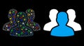 Glowing Mesh Network User Group Icon with Flash Spots Royalty Free Stock Photo